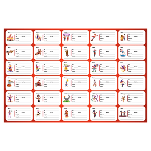 Carnival Theme School Notebook Labels